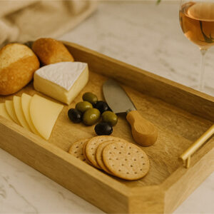 Rustic Wooden Cheese & Bread Platter Tray